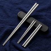 304不锈钢折叠筷子抽拉盒装可拆卸式组装筷，便携可折叠两节筷子