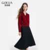 歌莉娅套装女冬季新年战袍，红色针织上衣，气质黑半裙1bcraa270
