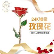 24k镀金玫瑰花烤漆花金玫瑰(金玫瑰)情人，节圣诞母亲节