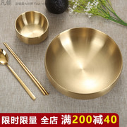 韩国金色大碗拌饭碗双层不锈钢杂酱拌面碗商用螺蛳粉碗韩式冷面碗