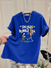 克莱因蓝色短袖t恤女2024年夏季韩版卡通字母大码宽松版上衣