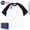 NASA联名夏季插肩短袖T恤男女2024年韩版休闲拼接五分袖衫潮