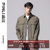 pinli品春季男士纯棉条纹，多口袋长袖，休闲衬衫潮牌b213213357