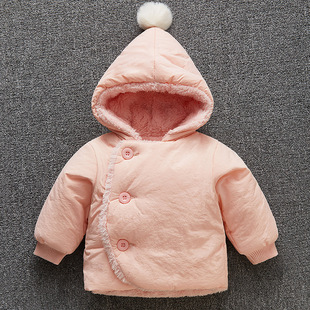 婴儿外套秋冬装加绒加厚女宝宝棉衣新生儿棉袄，公主棉服0岁3个月69