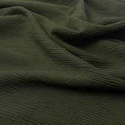 不透深绿色漂流山脉纹褶皱立体肌理织细条纹，布料时装半裙裤子面料
