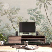 电视背景墙壁画2021年植物壁纸墙纸卧室无缝墙布壁布轻奢风