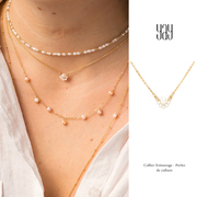 YAY法国小众设计14k包金淡水珍珠花朵优雅气质项链高级感锁骨链
