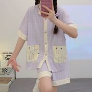 哺乳期睡衣夏季坐月子服孕妇侧开哺乳睡衣半袖产妇月子服时尚松紧