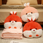 兔子抱枕被子两用毯子二合一车载抱枕被车用冬季加厚汽车枕头呆萌