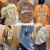 RM原创设计夏男女儿童宝日系纯棉多色卡通熊字母圆领短袖T恤