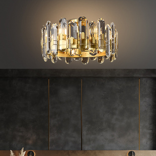 冰棱轻奢全铜水晶吸顶灯 现代简约创意个性卧室吸顶灯房间灯