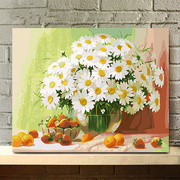 数字油画diy手绘油画，客厅大幅风景花卉填色装饰画餐厅野菊花