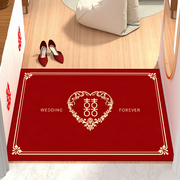中式结婚入户地垫红色，喜庆门垫卧室婚房门口脚垫家用进门喜字地毯