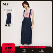 刘亦菲同款SLY2023冬季复古牛仔背带半身裙女030GAY11-5610