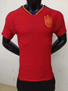 西班牙红色短袖修身球衣2223足球，服男定制印号字跑步运动队服