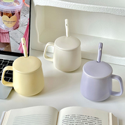 奶fufu杯子陶瓷马克杯，创意带盖勺简约个性潮流，家用小清新咖啡水杯