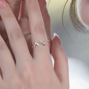 爱如美简约光金橄榄枝戒指S925纯银戒指小清新森系银饰品