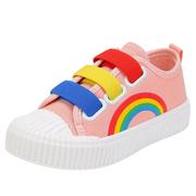 儿童帆布鞋2023白色彩虹鞋表演小白鞋女童幼儿园板鞋男童鞋子小童