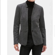 羊绒手感厚实手感秋冬款经典深灰色一粒扣西装外套有型版好有大码