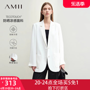 amii小西装外套女2024春季名媛高级感西服黑色职业修身中长款
