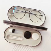 框架眼镜盒ins便携双层两用隐形眼镜，美瞳盒木纹防压双用收纳盒