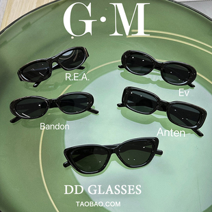 gm2024美式复古小框墨镜，男女高级感度假复古猫眼，潮酷太阳眼镜