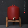 台湾火山石带龙头粗陶大号红色，水缸净化储水器，家用过滤陶瓷储水罐