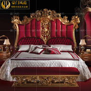 欧式金箔雕花双人床，意大利别墅卧室大床奢华布艺，1米8婚床高端家具