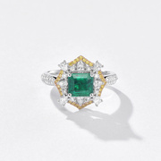 zbird钻石小鸟，1.38克拉18k祖母绿戒指，赞比亚微油国际证书