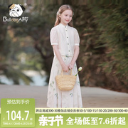 女童新中式衬衫2024夏季儿童白色短袖大童国风网纱上衣小女孩