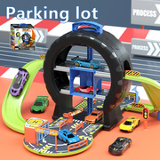 儿童轮胎城市轨道停车场玩具小汽车大合金赛车模型益智3-4岁男孩6