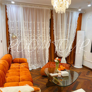 法式浪漫白纱蕾丝欧式高端刺绣，窗帘卧室客厅阳台，纱帘丝绒遮光绒布