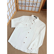 商场同款PineluluCafe原创简约黑衬衫白衬衫棉质舒适亲肤