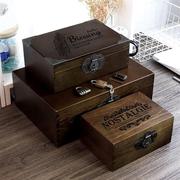 木箱收纳箱木带锁小复古盒子，大储物箱收纳盒，箱子木质木盒密码实木