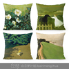 欧式田园花卉绒面抱枕，现代简约艺术白玫瑰沙发客厅，腰枕套靠枕靠垫