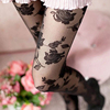 蕾丝玫瑰花丝袜超薄款连裤袜刺绣，花朵提花镂空图案，夏季打底袜复古