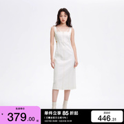 绫致only2024春夏百搭开叉，a字露腰中长款牛仔，连衣裙女