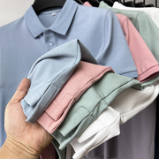 (下摆开叉)100%纯棉，保罗polo衫短袖夏季高端纯色，衣服男士t恤翻领