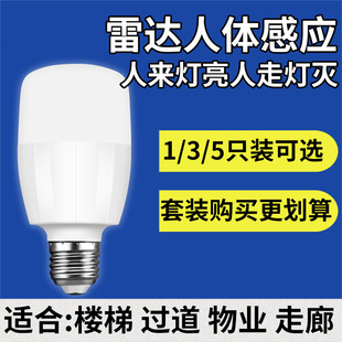 感应灯泡带声控干应220伏升控雷达楼梯灯座开关360度人体超亮