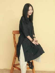 姜欢设计艺术系日本进口面料褶皱肌理感大牌质感廓形连衣裙