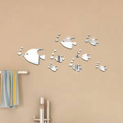 3d立体海洋鱼镜面墙贴客厅卫生间，墙面补洞瓷砖防水贴画自粘装饰贴