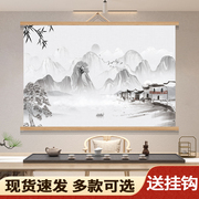 中式茶室氛围布置老板办公室挂画书房客厅沙发背景墙壁画高档大气