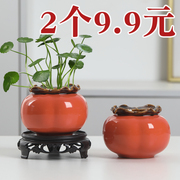 创意柿子花瓶陶瓷水养，绿萝水培花盆花，器客厅桌面办公桌装饰品摆件
