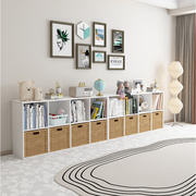 实木儿童书架客厅置物架落地家用书柜自由组合格子柜收纳柜
