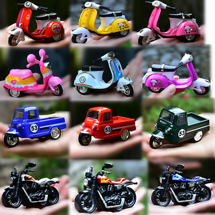 摩托车跑车踏板车玩具模型，合金小车男孩三轮回力滑行儿童玩具车