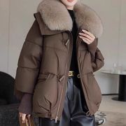 批发白平湖加厚超大狐狸鹅绒工厂毛领羽绒服高端外套女中长款皮草