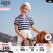 TeenieWeenie Kids小熊童装女童24年夏季款海军风短袖针织POLO衫