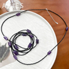 aries天然紫水晶黑尖晶长款项链，纯银小众高级气质多层叠，戴毛衣(戴毛衣)链
