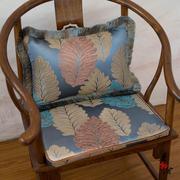 蓝色欧式树叶椅子坐垫防滑布艺欧式餐椅垫餐桌椅子垫凳子座垫飘窗
