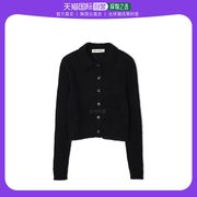 韩国直邮ourlegacy针织衫，女款简约黑色纽扣，开衫短款长袖翻领设计